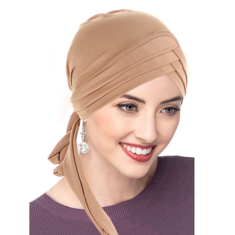 Cross Tail Muslim Turban Hat Adjustable Cap Cotton - Image 2
