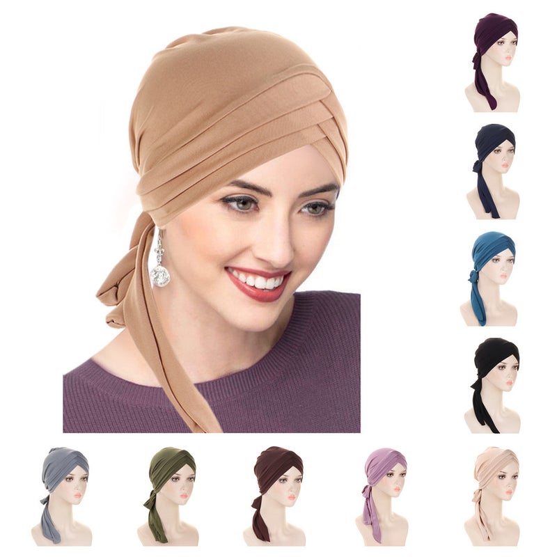 Cross Tail Muslim Turban Hat Adjustable Cap Cotton - Image 3