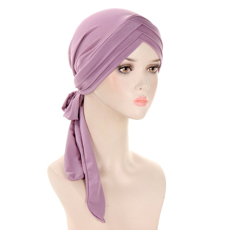 Cross Tail Muslim Turban Hat Adjustable Cap Cotton - Image 1