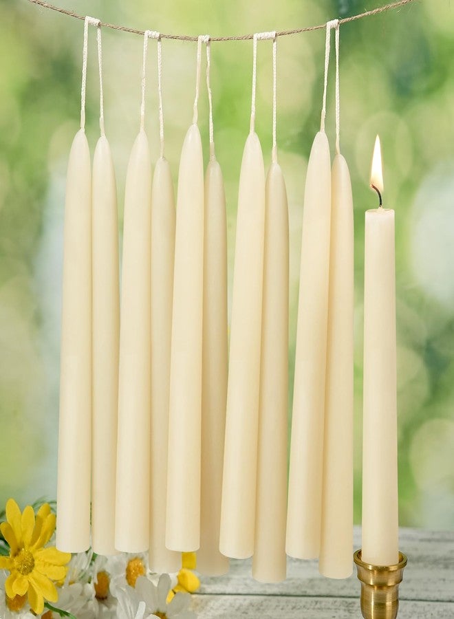 MAKALONE 8 in Beeswax Taper Candles,8 Pack Dripless Pure White Beeswax Candle Sticks,8 Hours Long Burning Natural Bees Wax Candles for Home,Unscented Smokeless Tapered Candlesticks for Dinner - Image 1