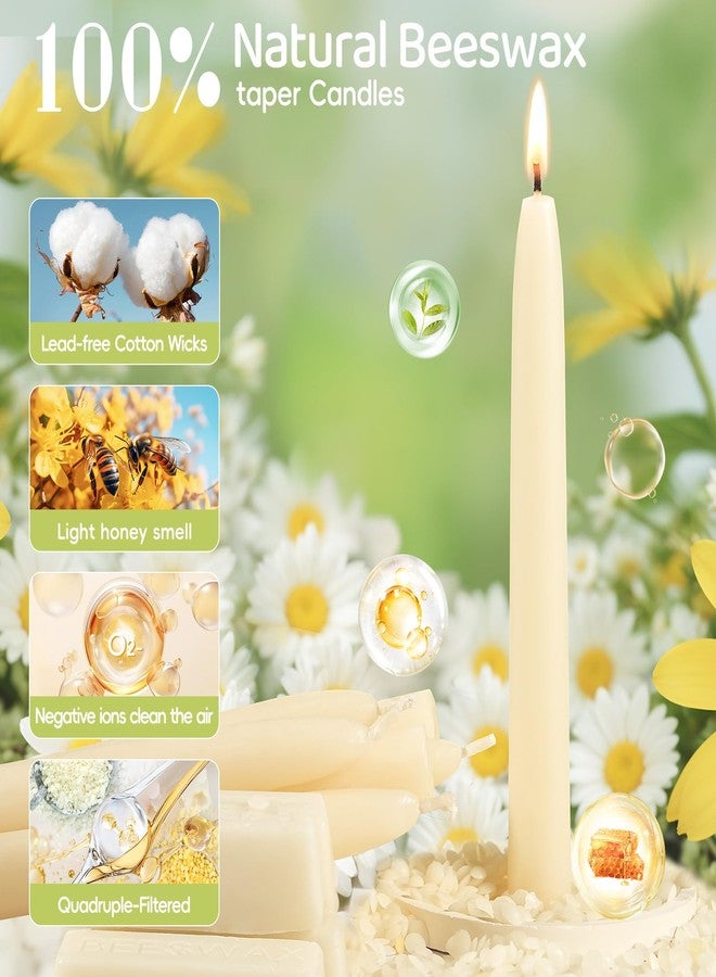MAKALONE 8 in Beeswax Taper Candles,8 Pack Dripless Pure White Beeswax Candle Sticks,8 Hours Long Burning Natural Bees Wax Candles for Home,Unscented Smokeless Tapered Candlesticks for Dinner - Image 2