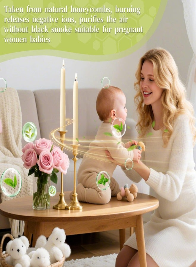 MAKALONE 8 in Beeswax Taper Candles,8 Pack Dripless Pure White Beeswax Candle Sticks,8 Hours Long Burning Natural Bees Wax Candles for Home,Unscented Smokeless Tapered Candlesticks for Dinner - Image 4