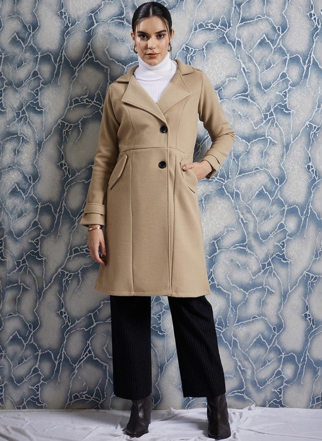 Athena Beige Woollen Trench Coat for Women - Image 1