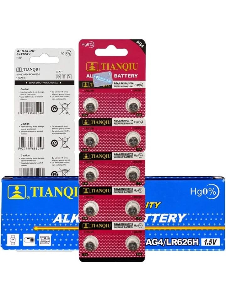 TIANQIU Gernal Fba Alkaline Battery tianqiu - 10 Pieces, Ag4 Lr626,377, Sr626sw - Image 3