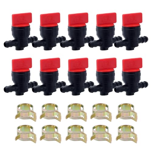 HIPA 1/4" Inline Fuel Shut Off Valve for 493960 494768 698183 Lawnmower Fuel Shut Off Valve Compatible with John Deere AM36141 AM107340 Kohler Fuel Cut Off 10Pack - Image 1
