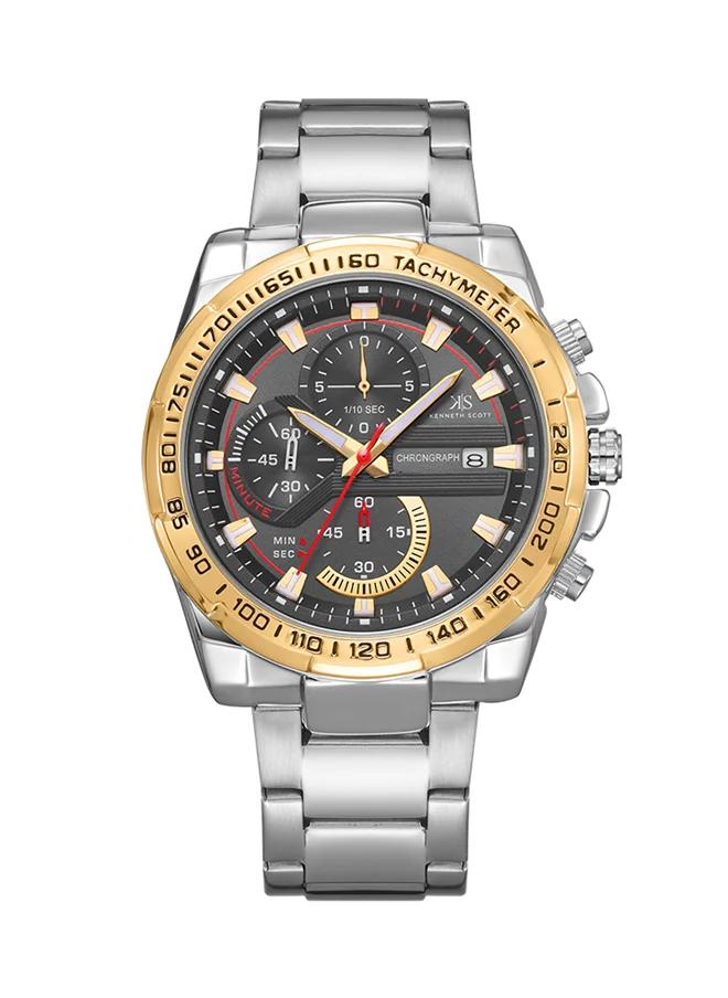 KENNETH SCOTT Kenneth Scott Men's Quartz Movement Watch, Chronograph Display and Stainless Steel Strap - K22101-SBSBG, Silver