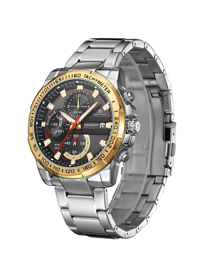 KENNETH SCOTT Kenneth Scott Men's Quartz Movement Watch, Chronograph Display and Stainless Steel Strap - K22101-SBSBG, Silver