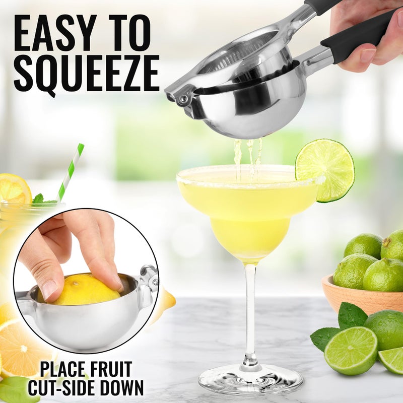 Zulay Kitchen Zulay Lemon Squeezer Stainless Steel with Premium Heavy Duty Solid Metal Squeezer Bowl (Black Grip, Large) - Image 5