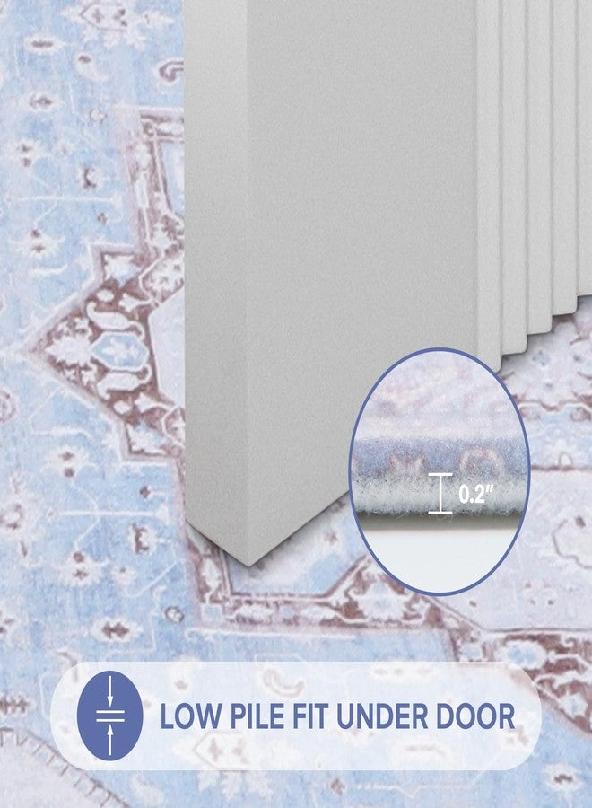 PAGGED Washable Vintage Runner Rug Non Slip Bathroom Rug Light Blue Floral Thin Long Bath Mat Carpet Entryway Runner for Bedroom Laundry Room Kitchen Hallway Mudroom,18" x 47" - Image 3