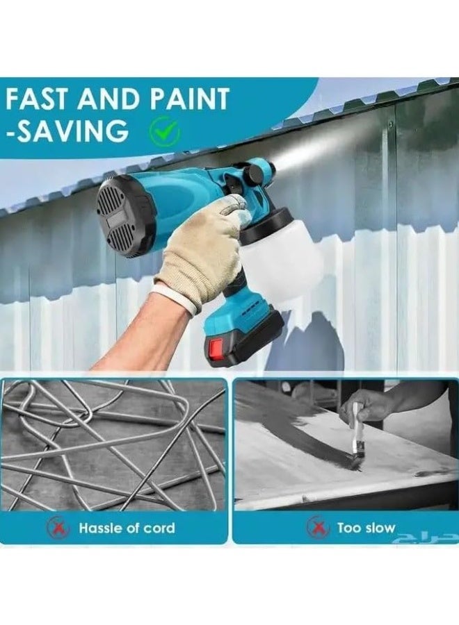 DENX DX3315 Electric Paint Spray Gun with 800ml Detachable Tank | 800W High-Power Handheld Paint Sprayer | Adjustable Spray Modes for Walls, Furniture, Cars & Fences | Lightweight & Easy to Clean – Blue - Image 5