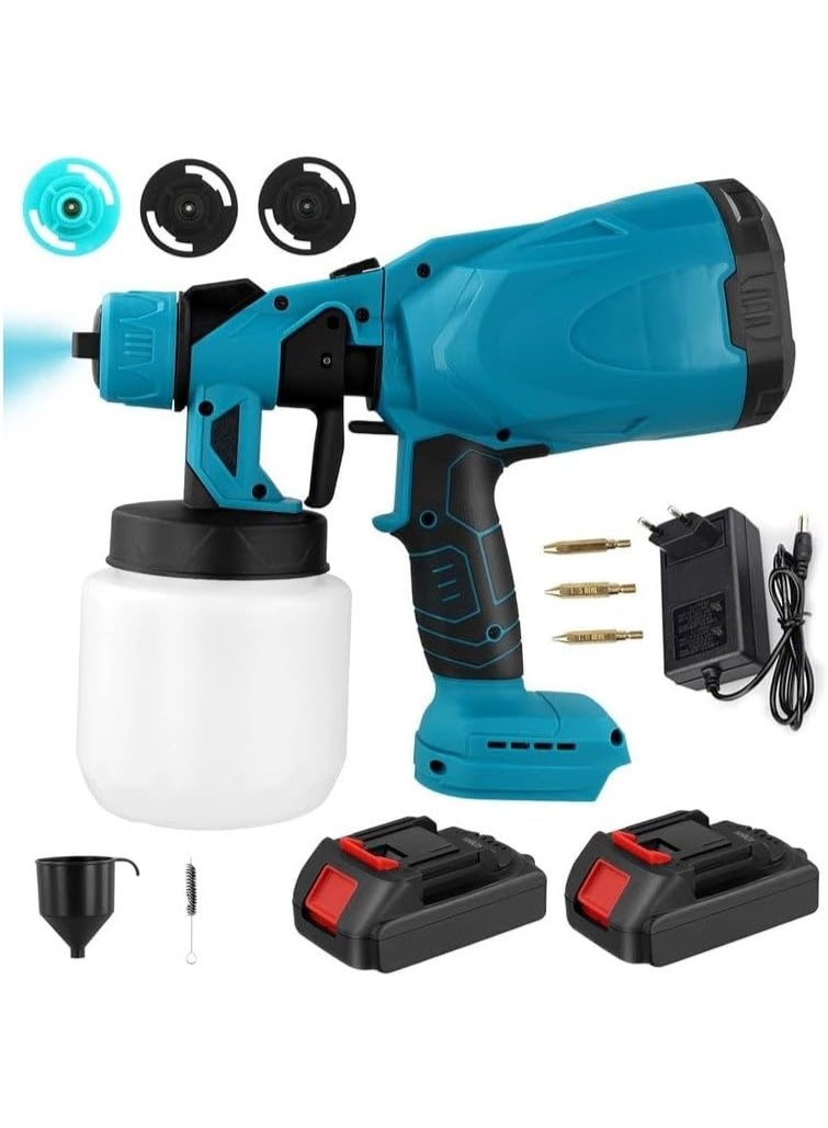 DENX DX3315 Electric Paint Spray Gun with 800ml Detachable Tank | 800W High-Power Handheld Paint Sprayer | Adjustable Spray Modes for Walls, Furniture, Cars & Fences | Lightweight & Easy to Clean – Blue - Image 1