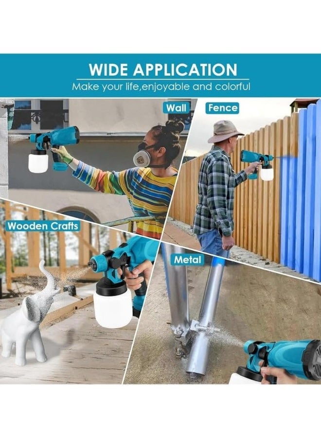 DENX DX3315 Electric Paint Spray Gun with 800ml Detachable Tank | 800W High-Power Handheld Paint Sprayer | Adjustable Spray Modes for Walls, Furniture, Cars & Fences | Lightweight & Easy to Clean – Blue - Image 4
