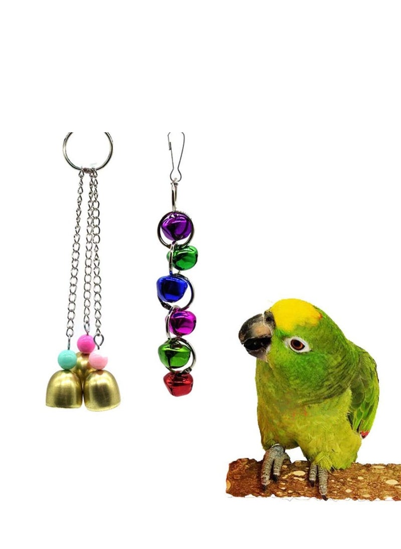 null - 7 Packs of Colorful Parrot Toys with Bells and Hammocks for Small Birds like Parakeets, Cockatiels, Conures, Finches, Budgies, Macaws, and Love Birds - Image 1