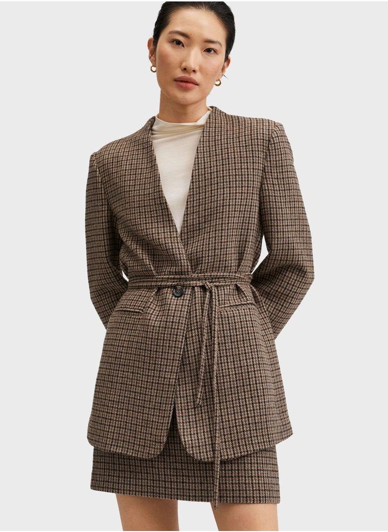 MANGO - Tie Detail Tailored Blazer - Image 1