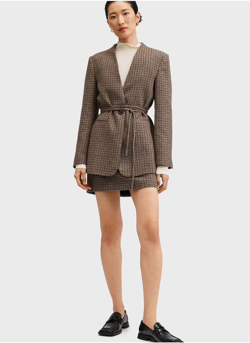 MANGO - Tie Detail Tailored Blazer - Image 1