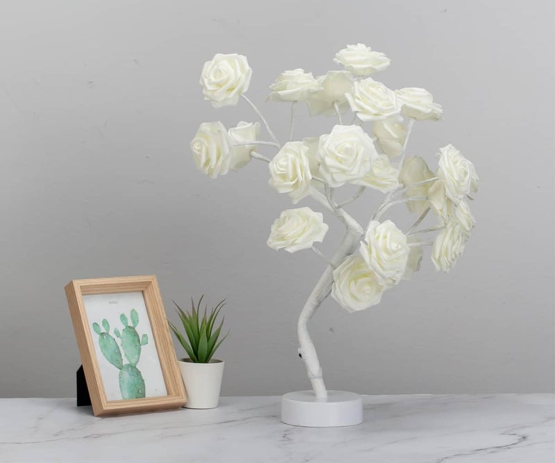 COLORLIFE Rose Lamp, Home Decor Tree with Lights, White - Image 3