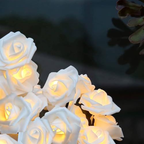COLORLIFE Rose Lamp, Home Decor Tree with Lights, White - Image 2