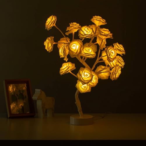 COLORLIFE Rose Lamp, Home Decor Tree with Lights, White - Image 4