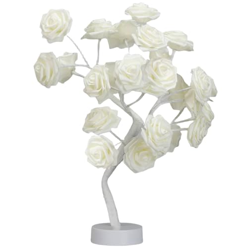COLORLIFE Rose Lamp, Home Decor Tree with Lights, White - Image 1