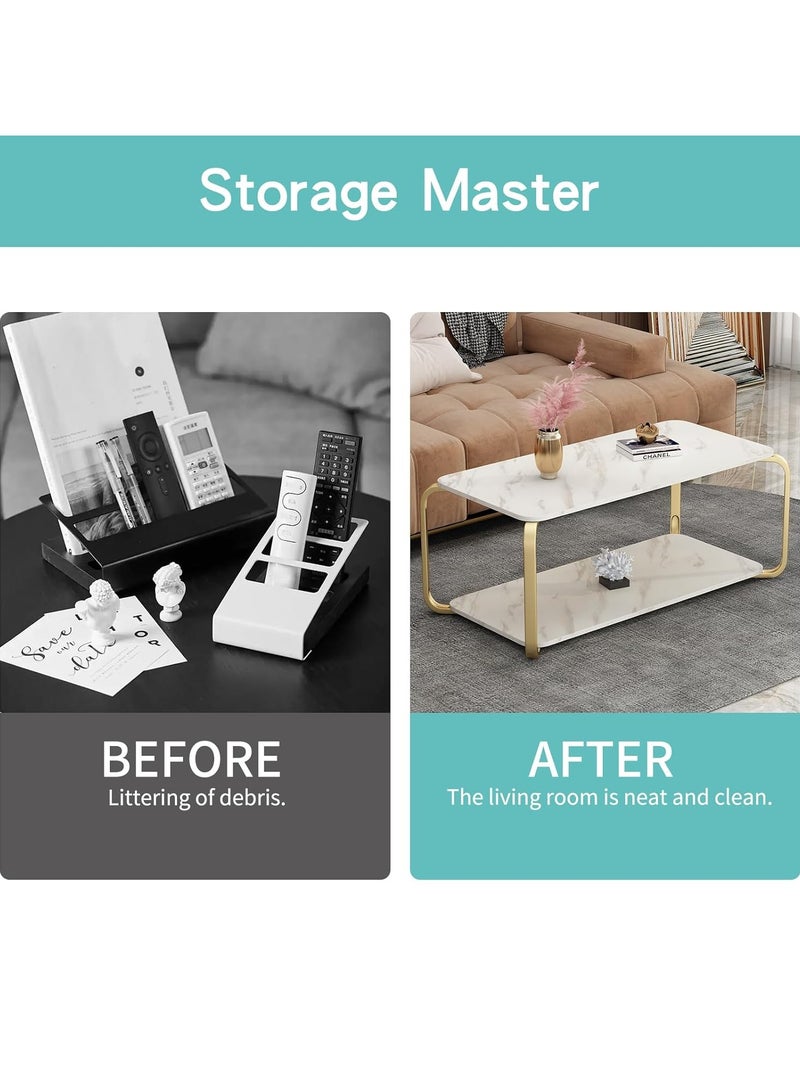 DubaiGallery طاولة قهوة خشبية حديثة بتصميم رخامى بطبقتين مربعة لطاولة جانبية في غرفة المعيشة بجانب الأريكة - Image 3