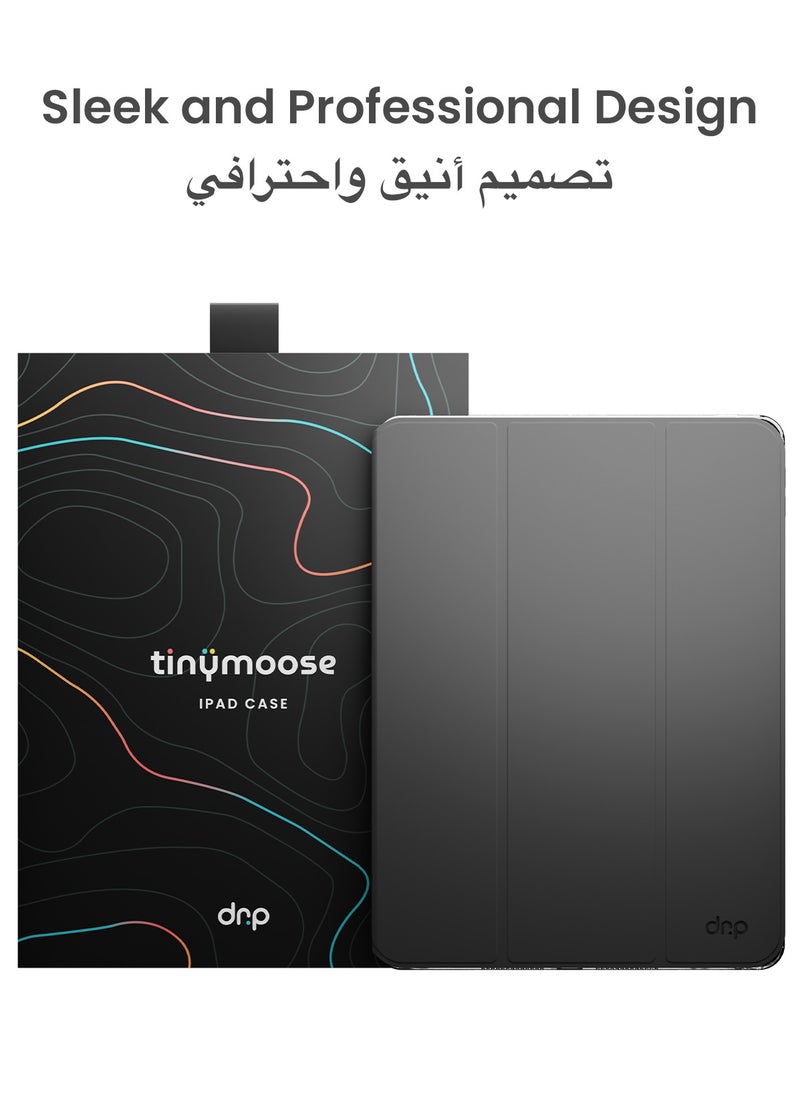 TinyMoose - GhostFolio Flip Case iPad 7 / iPad 8 / iPad 9 Cover with Integrated Stylus Pen Holder - Case for iPad 7/8/9 Generation - Onyx Black - Image 1