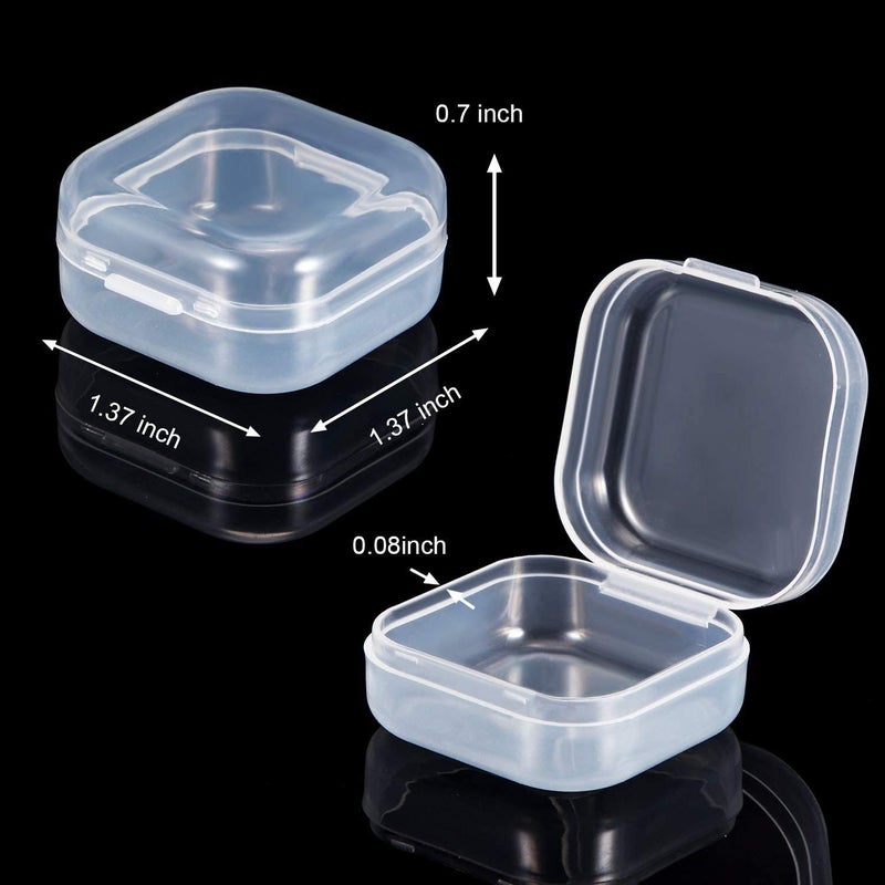 SATINIOR 48 Packs Clear Small Plastic Containers Transparent Storage Box with Hinged Lid for Small Items Crafts Jewelry (1.37 x 1.37 x 0.7 Inches) - Image 2