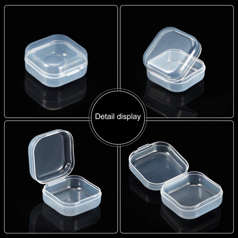 SATINIOR 48 Packs Clear Small Plastic Containers Transparent Storage Box with Hinged Lid for Small Items Crafts Jewelry (1.37 x 1.37 x 0.7 Inches) - Image 3