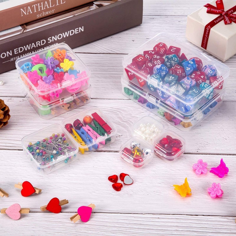 SATINIOR 48 Packs Clear Small Plastic Containers Transparent Storage Box with Hinged Lid for Small Items Crafts Jewelry (1.37 x 1.37 x 0.7 Inches) - Image 5