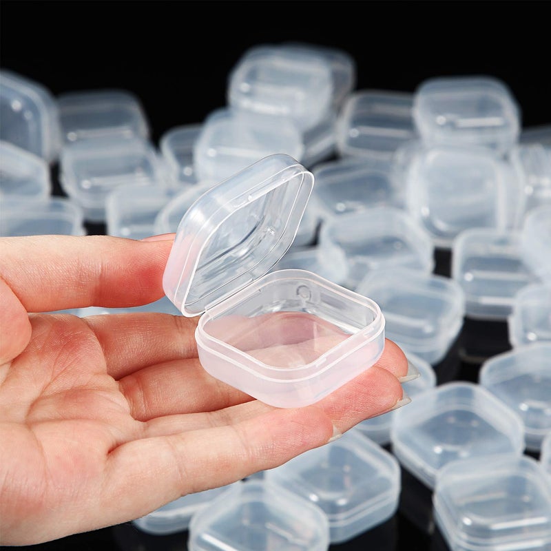SATINIOR 48 Packs Clear Small Plastic Containers Transparent Storage Box with Hinged Lid for Small Items Crafts Jewelry (1.37 x 1.37 x 0.7 Inches) - Image 4