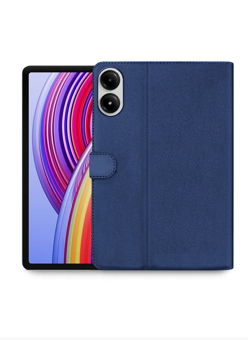اوميكر - جراب Xiaomi Redmi Pad Pro 5G 2024 مقاس 12.1 بوصة من جلد البولي يوريثان بإغلاق مغناطيسي - أزرق داكن - Image 1