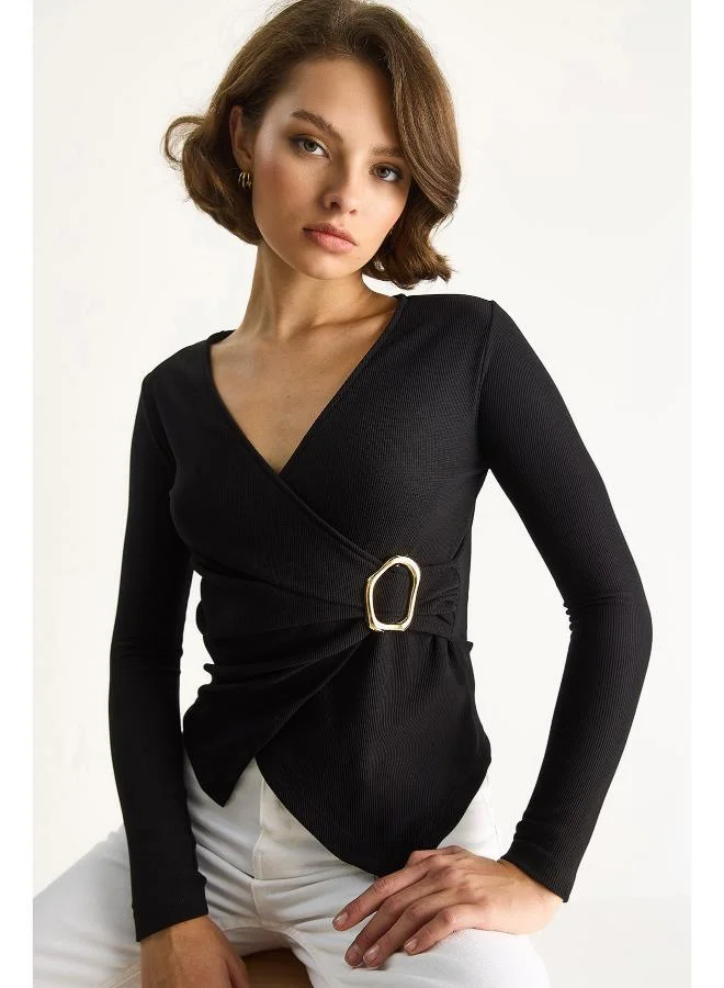 Ginger V Neck Wrap Around Top