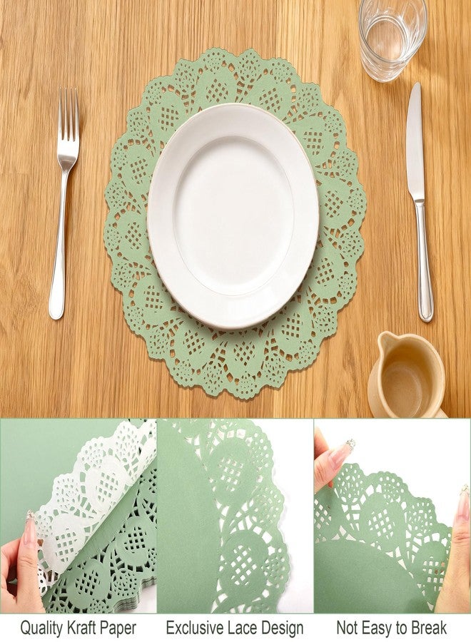 Kochorie 150 Pieces Lace Paper Doilies 12 Inches Round Sage Green Paper Doilies Disposable Decorative Placemats for Food Cakes Crafts Party Weddings Tableware Decoration - Image 3