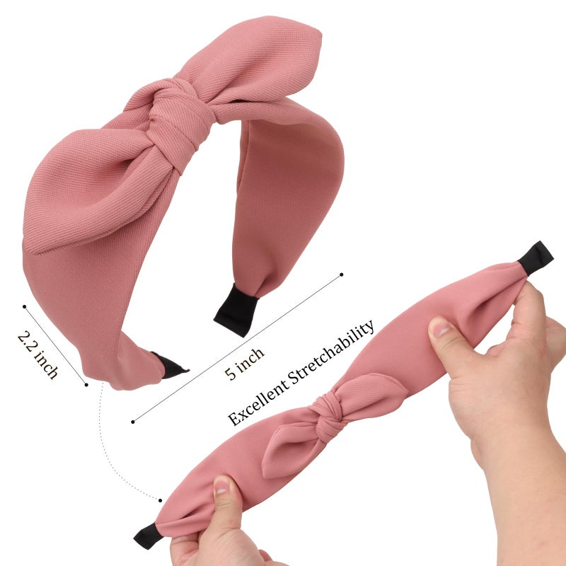 Jaciya Headbands for Women Wide Knotted Headband with Bow for Girls Hair Accessories Bunny Ears Head Band - Image 2