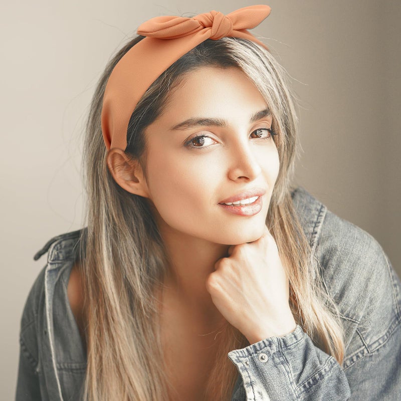 Jaciya Headbands for Women Wide Knotted Headband with Bow for Girls Hair Accessories Bunny Ears Head Band - Image 4