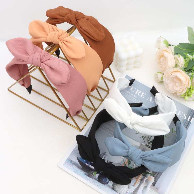 Jaciya Headbands for Women Wide Knotted Headband with Bow for Girls Hair Accessories Bunny Ears Head Band - Image 3