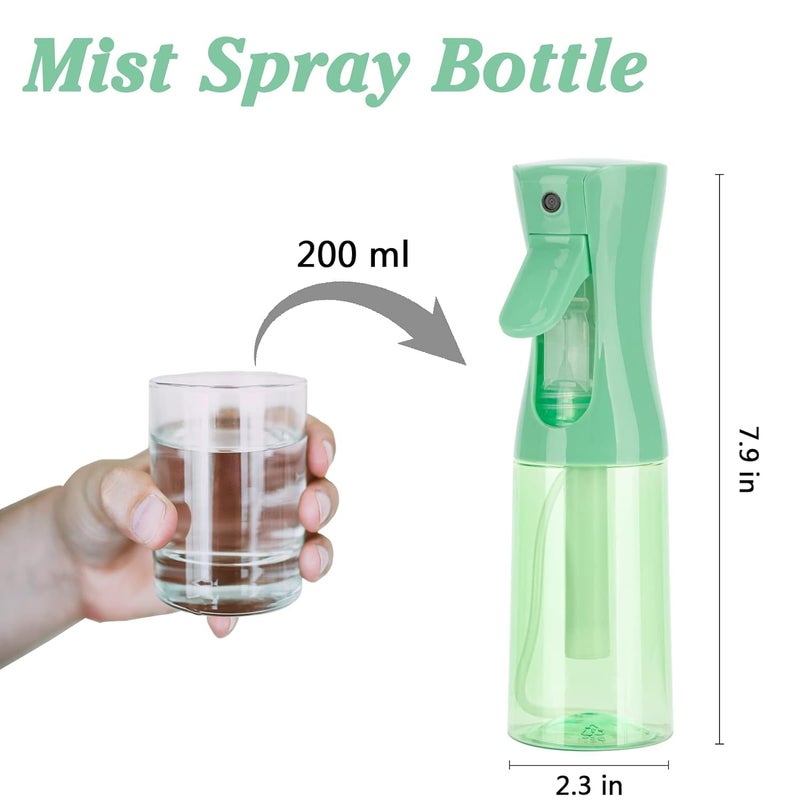 Zuhose Spray Bottle for Hair (6.8OZ /200ML) Continuous Ultra Fine Mist Sprayer for Hair, Salons, Barber, Plants, Skin Care, Cleaning 1 Pack CLEAR Green - Image 2