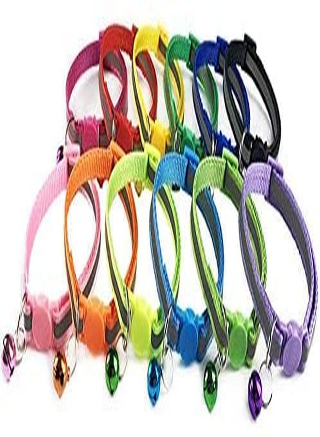 Pups&Pets Reflective Cat Collar with Bell Basic Dog Cat Collar Buckle Adjustable Nylon Cat Dog Collar Safe Pets Belt Small Size Quick Release and Breathable Collar 10 MM (Green Color) - Image 4