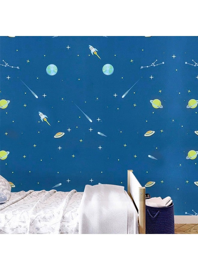 التعارف ورق حائط لاصق ذاتي اللصق وقابل للإزالة واللصق مقاس 45 × 305 سم (أزرق جالاكسي) - Image 5