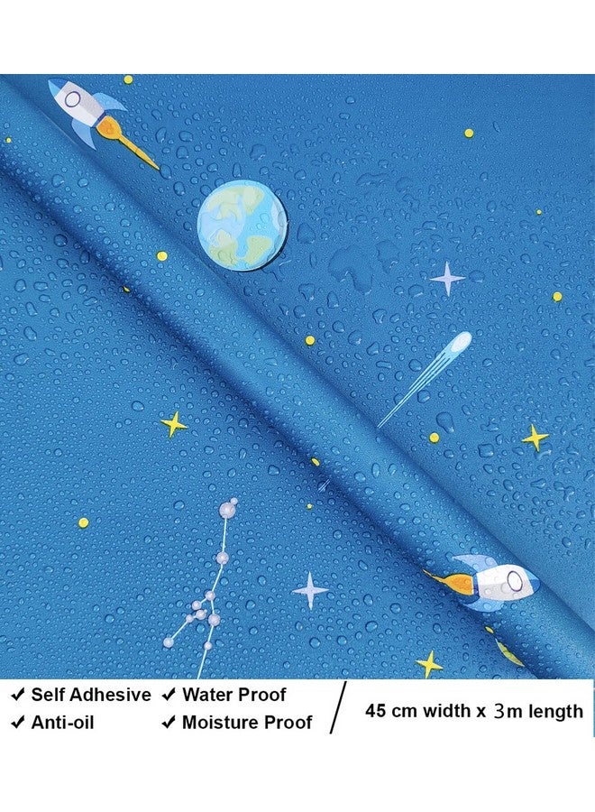 التعارف ورق حائط لاصق ذاتي اللصق وقابل للإزالة واللصق مقاس 45 × 305 سم (أزرق جالاكسي) - Image 3