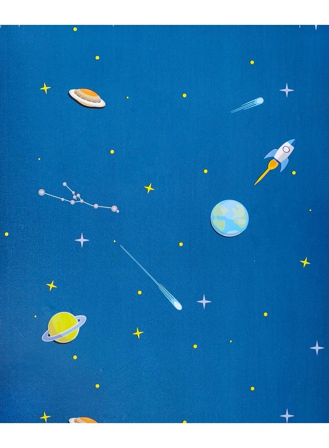 التعارف ورق حائط لاصق ذاتي اللصق وقابل للإزالة واللصق مقاس 45 × 305 سم (أزرق جالاكسي) - Image 4