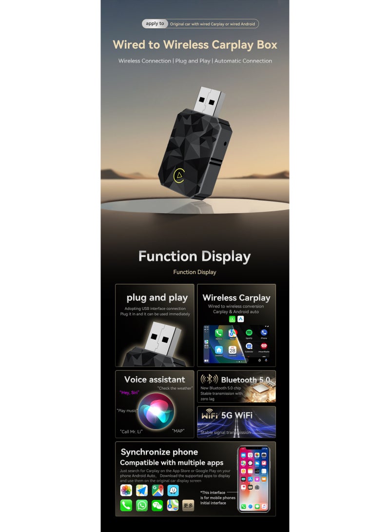 محول ثنائي الوظيفة لاسلكي لأندرويد أوتو وكاربلاي، شغّل وأستعمل فورًا - Image 3