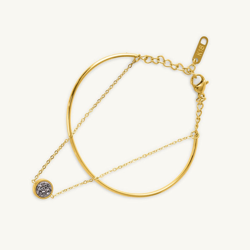 PALMONAS 18k Gold Tone Plated Double Layer Stone Bracelet
 for Women - Image 1