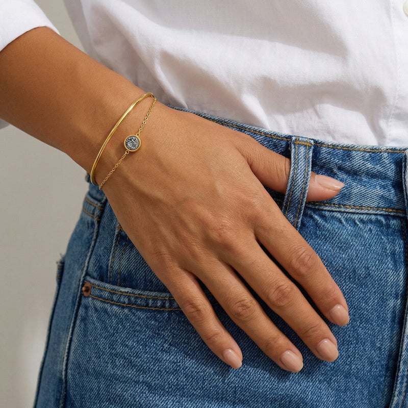 PALMONAS 18k Gold Tone Plated Double Layer Stone Bracelet
 for Women - Image 5