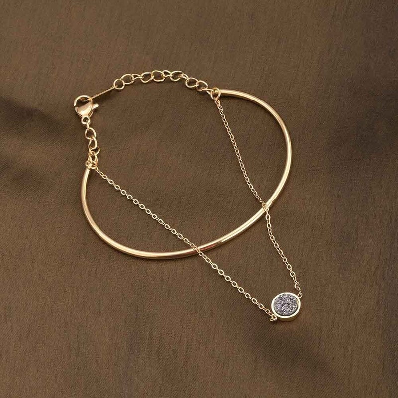 PALMONAS 18k Gold Tone Plated Double Layer Stone Bracelet
 for Women - Image 3