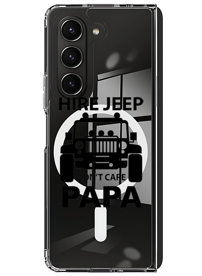 Theodor Magnetic Case for Samsung Galaxy Z Fold 6 Compatible with MagSafe Wireless Charging, Shockproof Phone Bumper Cover Hire jeep dont care papa black - Image 1