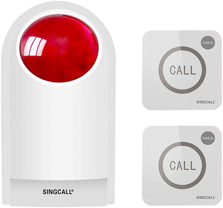 SINGCALL Remote Emergency Strobe Siren Alarm Kit with 2 Call Buttons - Waterproof Outdoor Panic SOS Warning System - Image 1