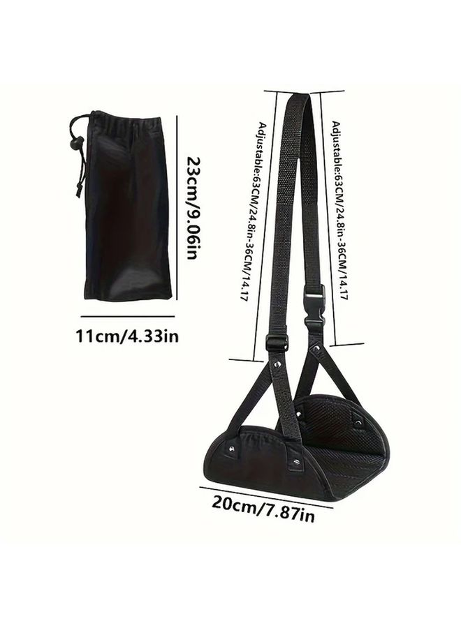 Adjustable Airplane Pedal Hammock Portable Footrest For Long Flights Black 1pc - Image 4