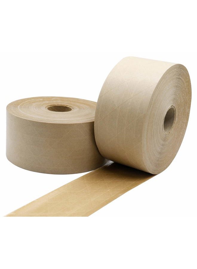 BOMEI PACK Reinforced Water Activated Gummed Kraft Paper Tape, 2 Pack 2.75 inch x 380 ft, for Heavy Duty Secure Packing Shipping - Image 1