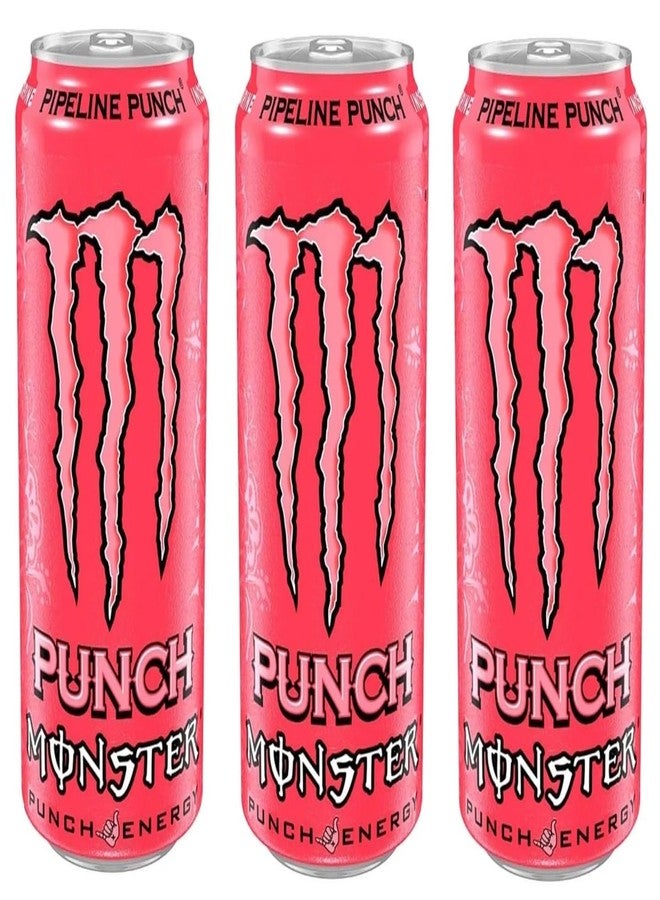 Monster Energy Drink Pipeline Punch Flavour, Pink, Carbonated Beverage 500ml X Pack Of 3 (From USA) - Image 1