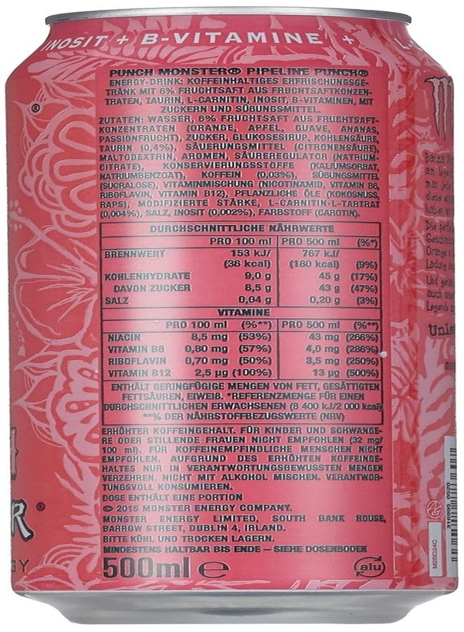 Monster Energy Drink Pipeline Punch Flavour, Pink, Carbonated Beverage 500ml X Pack Of 3 (From USA) - Image 4